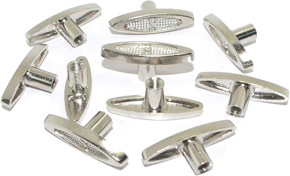 Pursuestar 10Pcs 8mm 0.35" Silver Metal Winder T-Bar Replacement Winding Keys for Windup Jewelry Music Box Kit