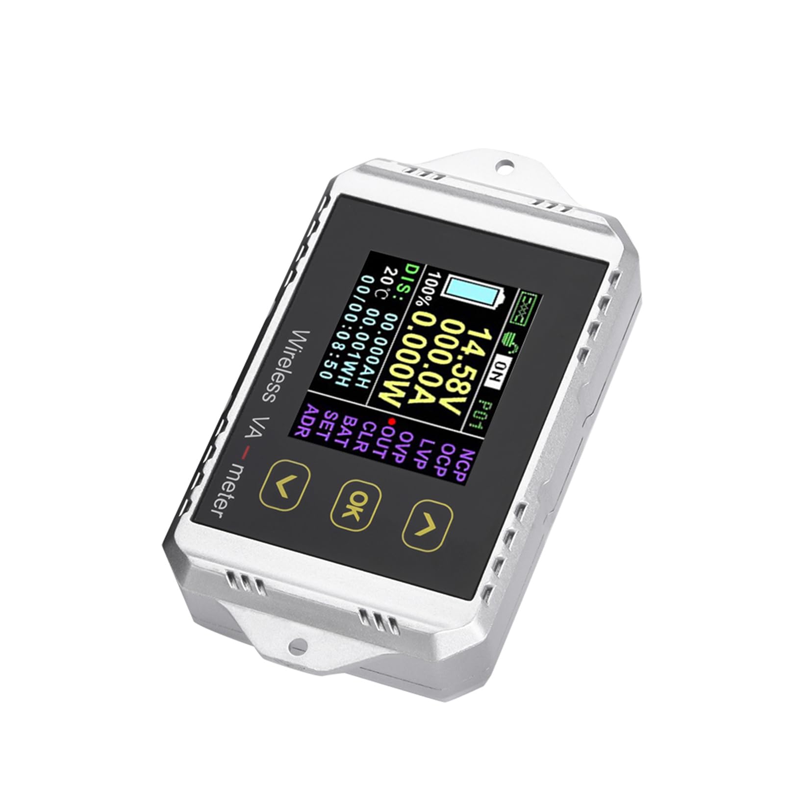 Wireless DC Voltage Ammeter Power Meter Watt Tester for Home Electronics with Color LCD Screen (VAT-4300)