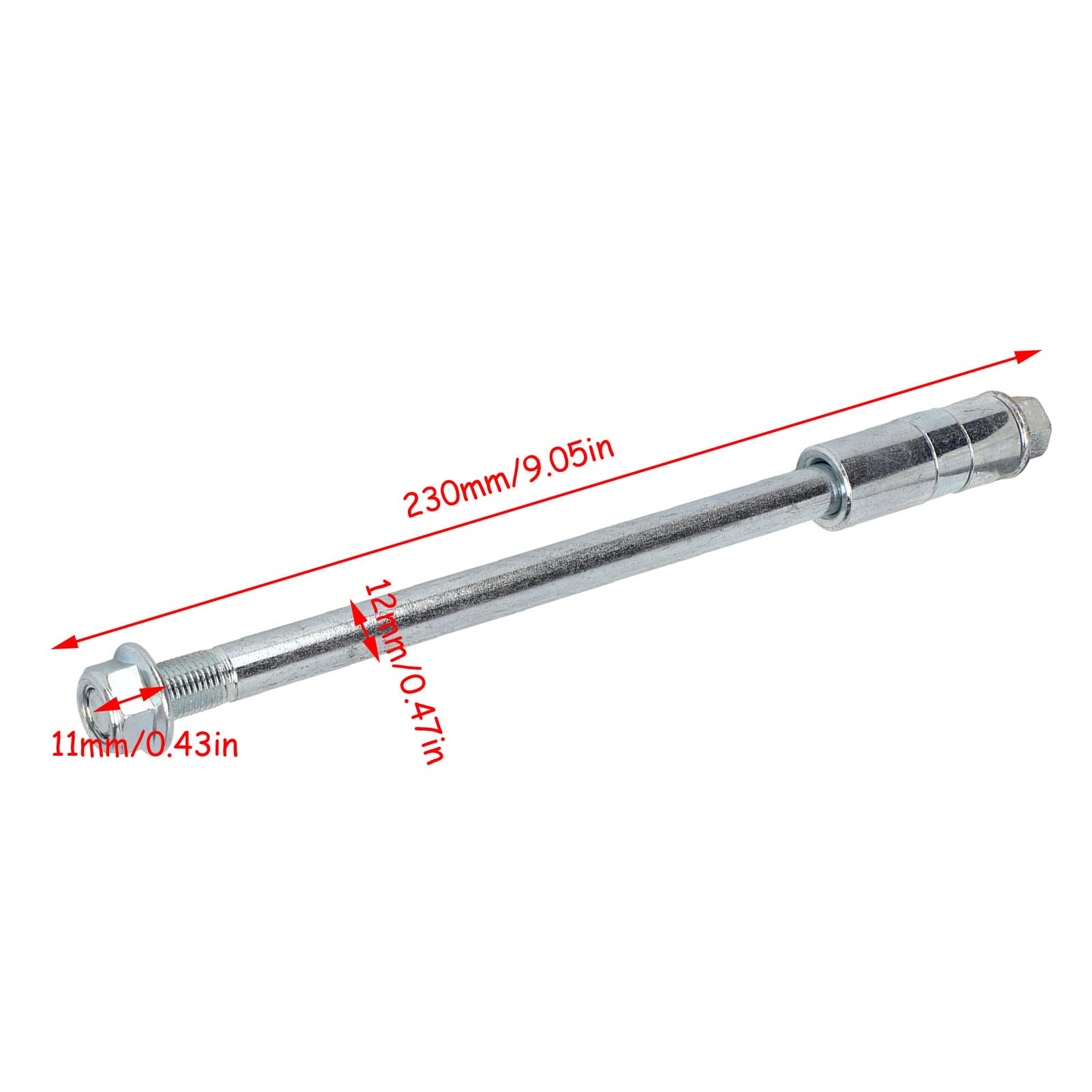 Essieu de Roue Avant Arrière 12 Mm 230 Mm, Essieu Avant Arrière avec 3 Joints de Rechange pour 125 140 Pit Pro Trail Dirt Bike