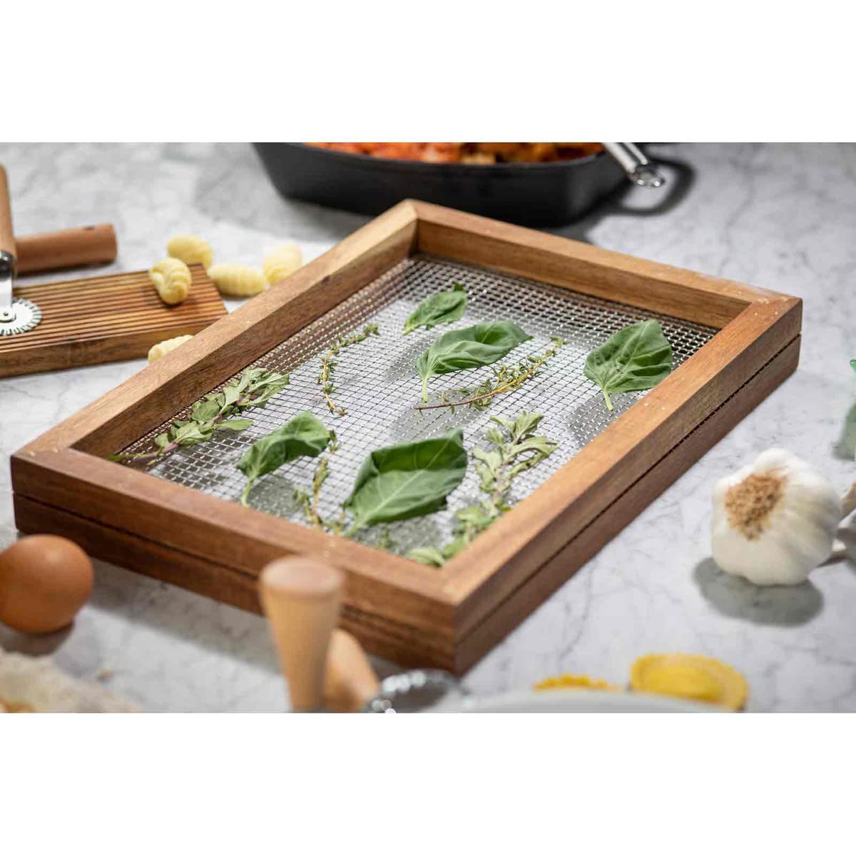 Tablecraft 11088 Herb Drying Rack, Natural, 13.75-inch Length, Acacia Wood - Image 5