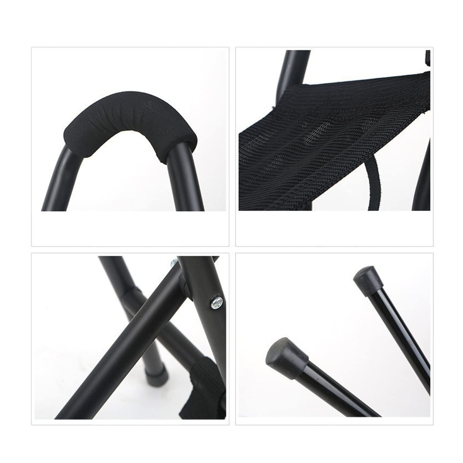 Bastón plegable con asiento de bastón con 2 asas y 4 patas, silla portátil de aluminio para ancianos, camping, taburete de viaje