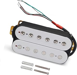 Electric Guitar Pickup Coil Spliting Pickup Humbucker Dual Coill Pickup 4 Conduct Cable N-7.5K/B-15K Output White guitar pickup set (Color : Neck Pickup)