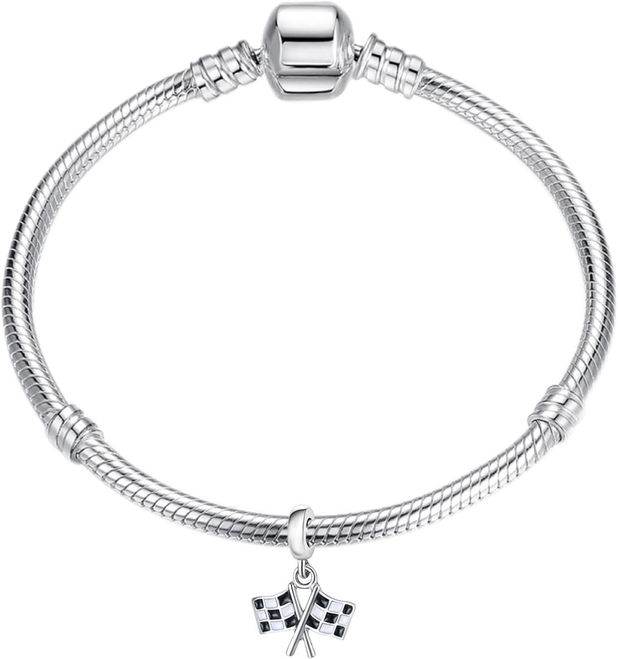 925 Sterling Silver Flag Charm - Race, Sport, Occasion - Universal Fit - Spring Ring Clasp - 1pc - Image 5