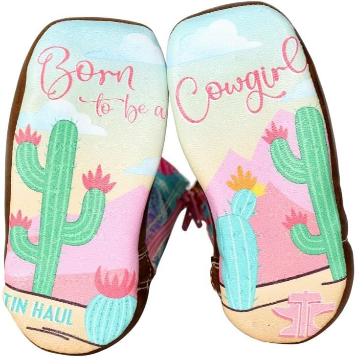 Tin Haul Infant-Girls' Happy Flower Western Boot Broad Square Toe