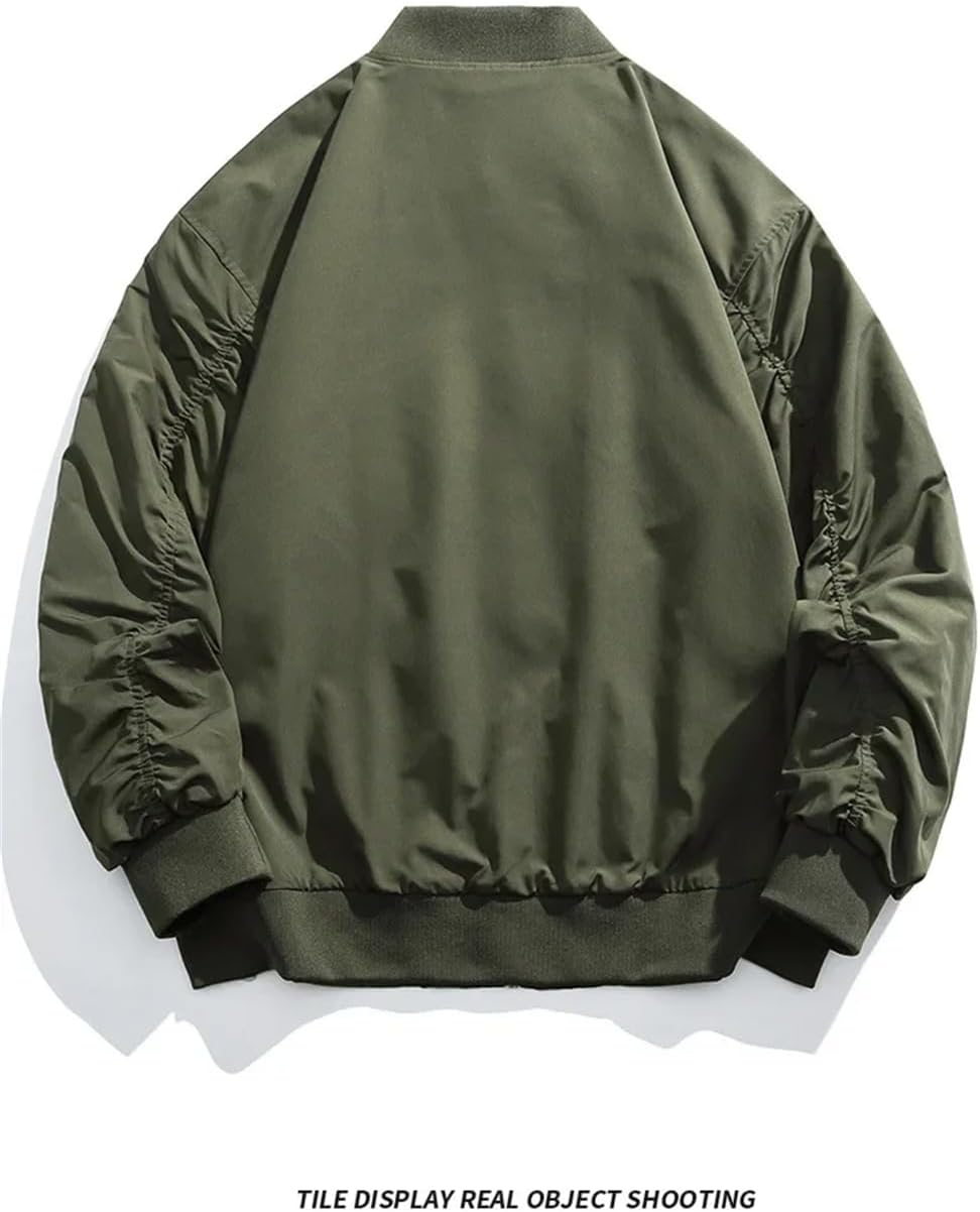 Men's Casual Loose Jacket Solid Color Baseball Style Outerwear Loose Fit Coat Hiking Fishing Jacket