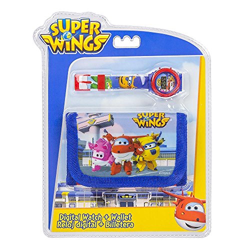 Preisvergleich Produktbild Super Wings Kinder-Digitaluhr und Geldbörse, Münztasche, 25 cm, Mehrfarbig