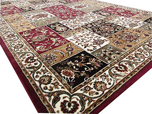 Image of Kashmiri Traditional Woollen Carpet with Advanced 1 Inch Thickness & Classical Look 180x275cm (6x9 Feet) Color Maroon