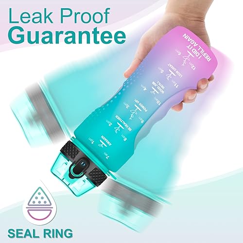 Miniatura 3 de AIDEAMART Botella de agua motivacional para niños de 24 onzas con marcador de tiempo, tapa de pajilla, a prueba de fugas, botella de agua deportiva