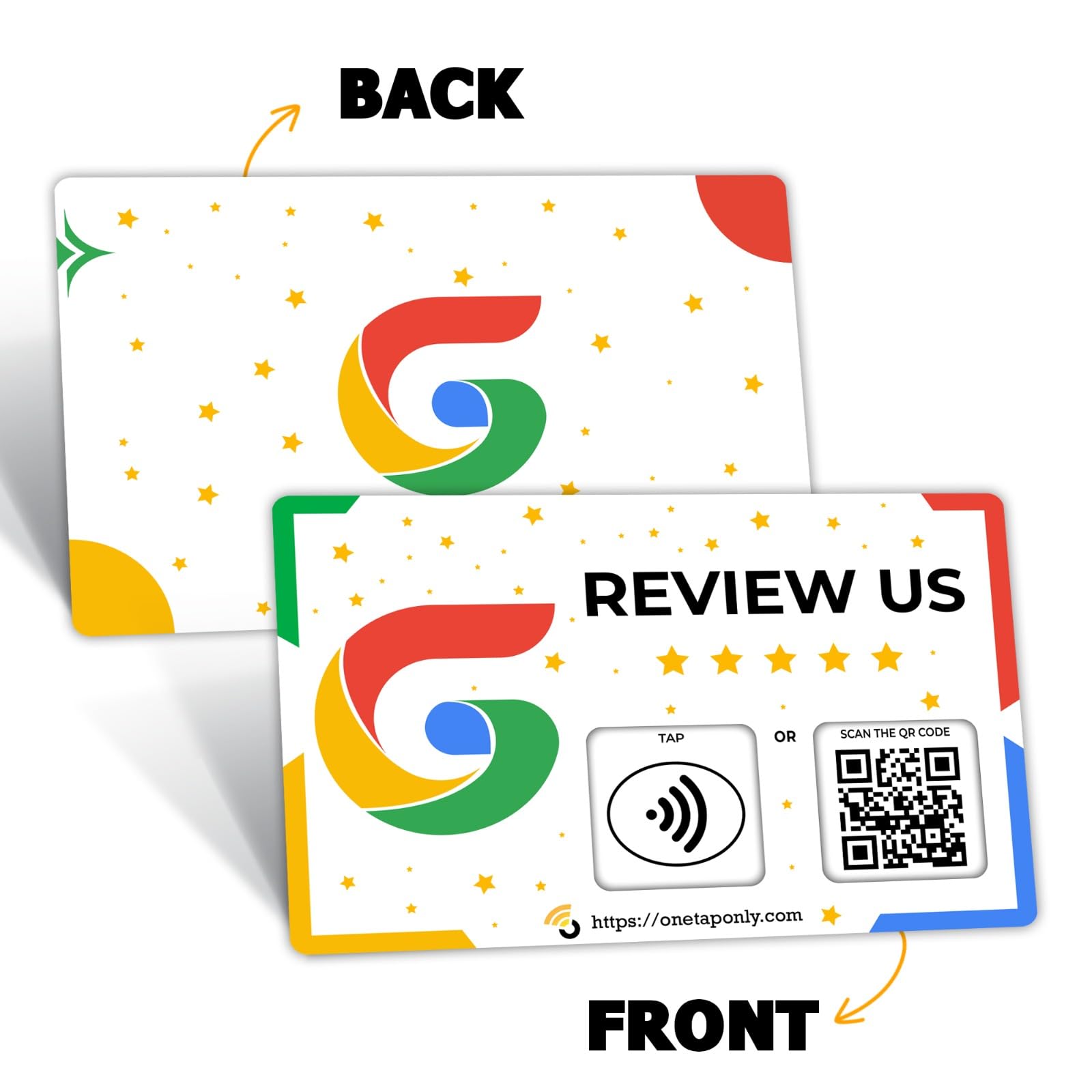 One Tap Only 2 Pack NFC Review Card with QR Code | Contactless Tap to Get Customer Feedback | Reusable Smart Business Review Cards for Shops, Cafes, Salons, Restaurants to Grow Ratings & Boost Sales - Image 2