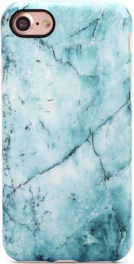 GOLINK iPhone 7 Case/iPhone 8 Case, Slim-Fit Anti-Scratch Shock Proof Anti-Finger Print Flexible TPU Gel Case for iPhone 7/iPhone 8 - Cyan Marble