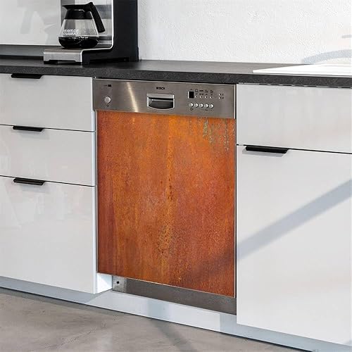 Miniatura 9 de Cubierta magnética para lavavajillas, textura de cobre desgastado, pátina, calcomanías magnéticas para refrigerador, cubierta decorativa para