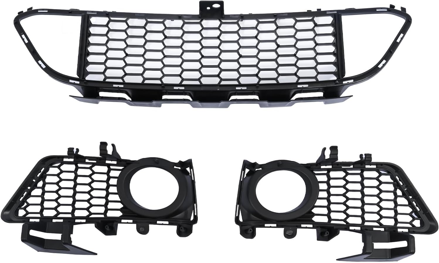 3PCS Center & Side Front Lower Hood Bumper Grille Fog Light Grille Cover Replace 51118054156 51118054155 51118068124 Fit for BMW F30 3 Series 328i 320i 328d 330e 2013-2018 Kidney Grille Grill