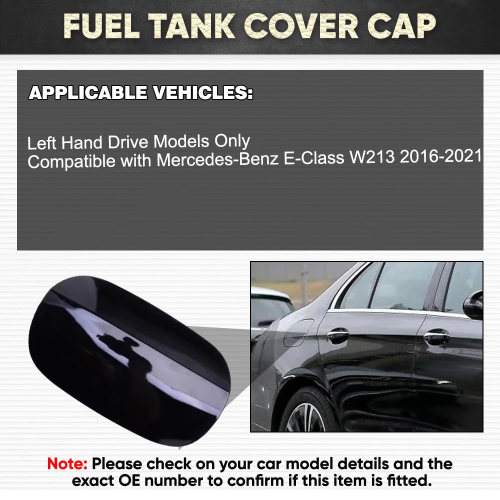 Korek wlewu paliwa, zamiennik korka wlewu paliwa, kompatybilny z Mercedes-Benz E-Class W213 2016-2021 2137572100 błyszczący czarny