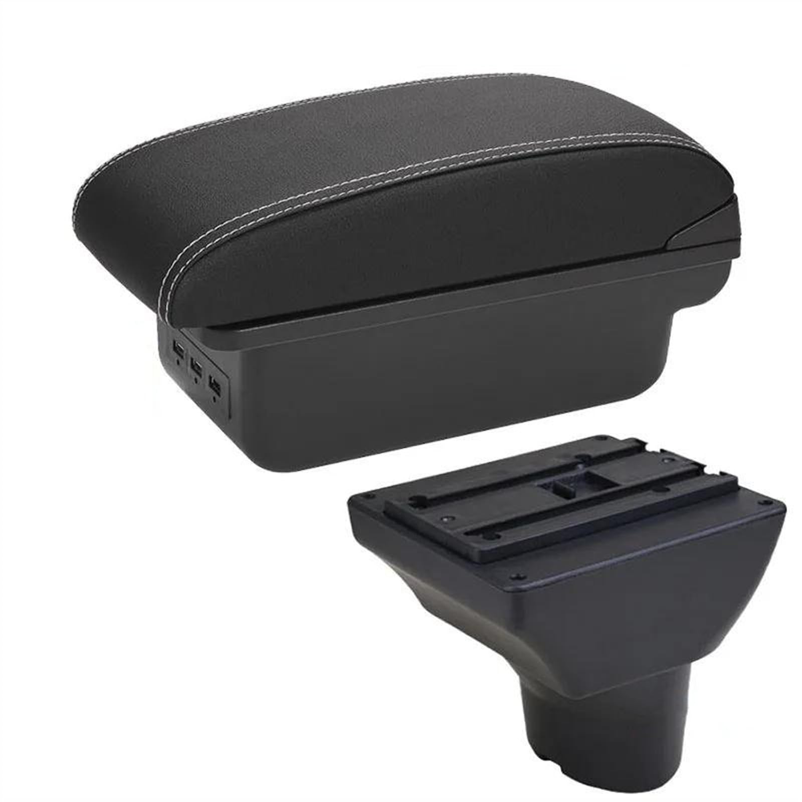 NOHEEU Car Accessories Armrest Box 2012 Interior Parts Details Special Retrofit Center Storage For Hyundai I20(B3 Black white 3USB)