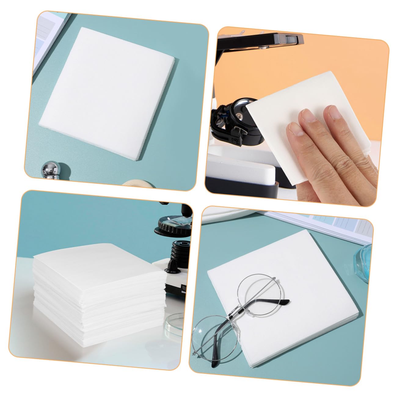 Abaodam Lingettes sans Peluche Tissu Non Tissé Blanc Papier Nettoyant Haute Absorption D'huile 1200 pour Lentilles de Caméra et Microscope pour Laboratoires et Équipements Fragiles