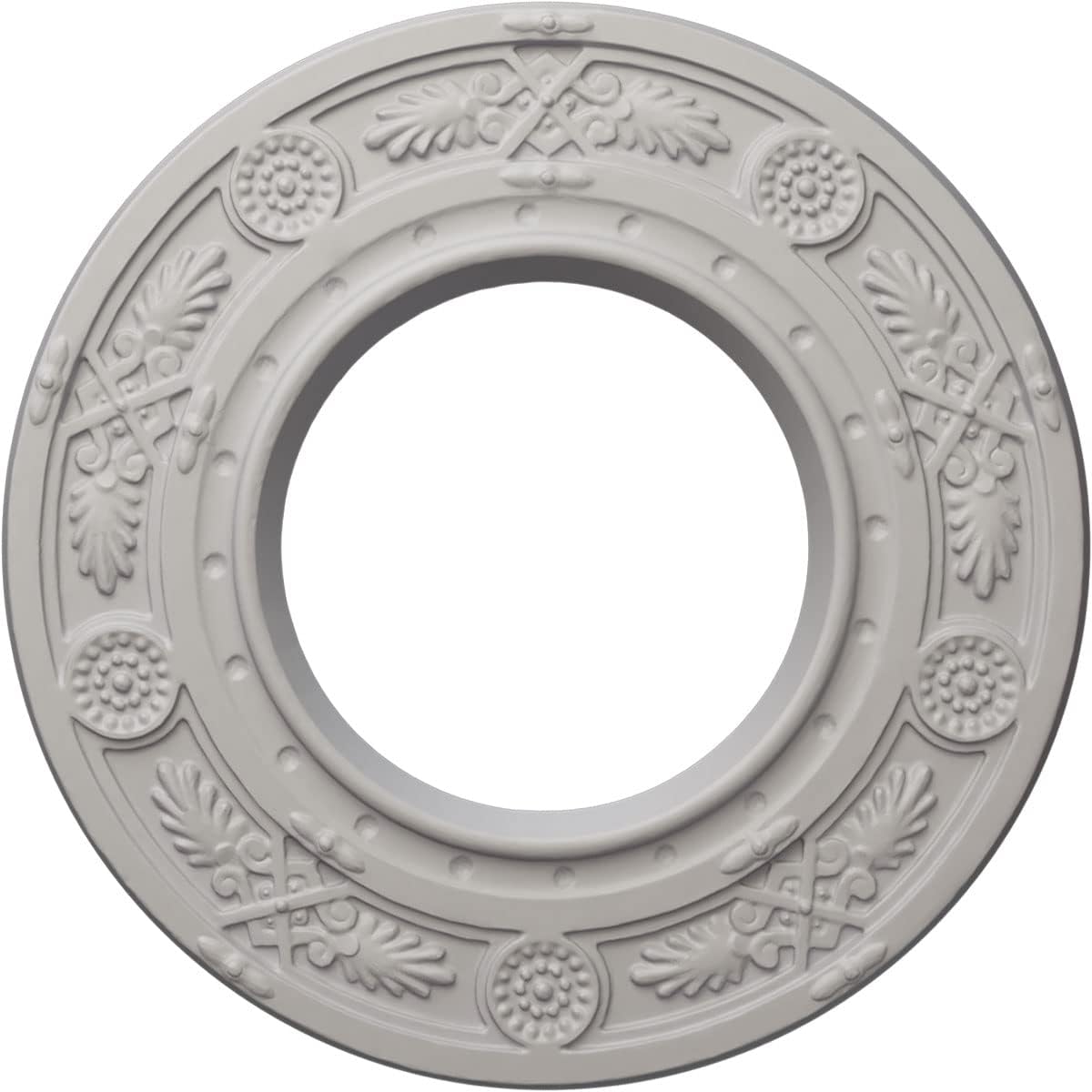 8"OD x 3 7/8"ID x 1/2"P Daniela Ceiling Medallion (Fits Canopies up to 3 7/8"), Hand-Painted Ultra Pure White