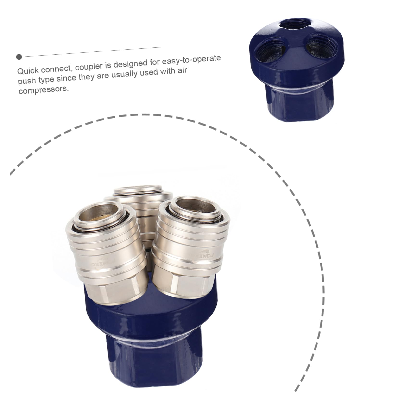 NULYLU 3pc Aluminum Air Hose Inline Manifold Splitter Pneumatic Manifold Fitting for Air Compressor