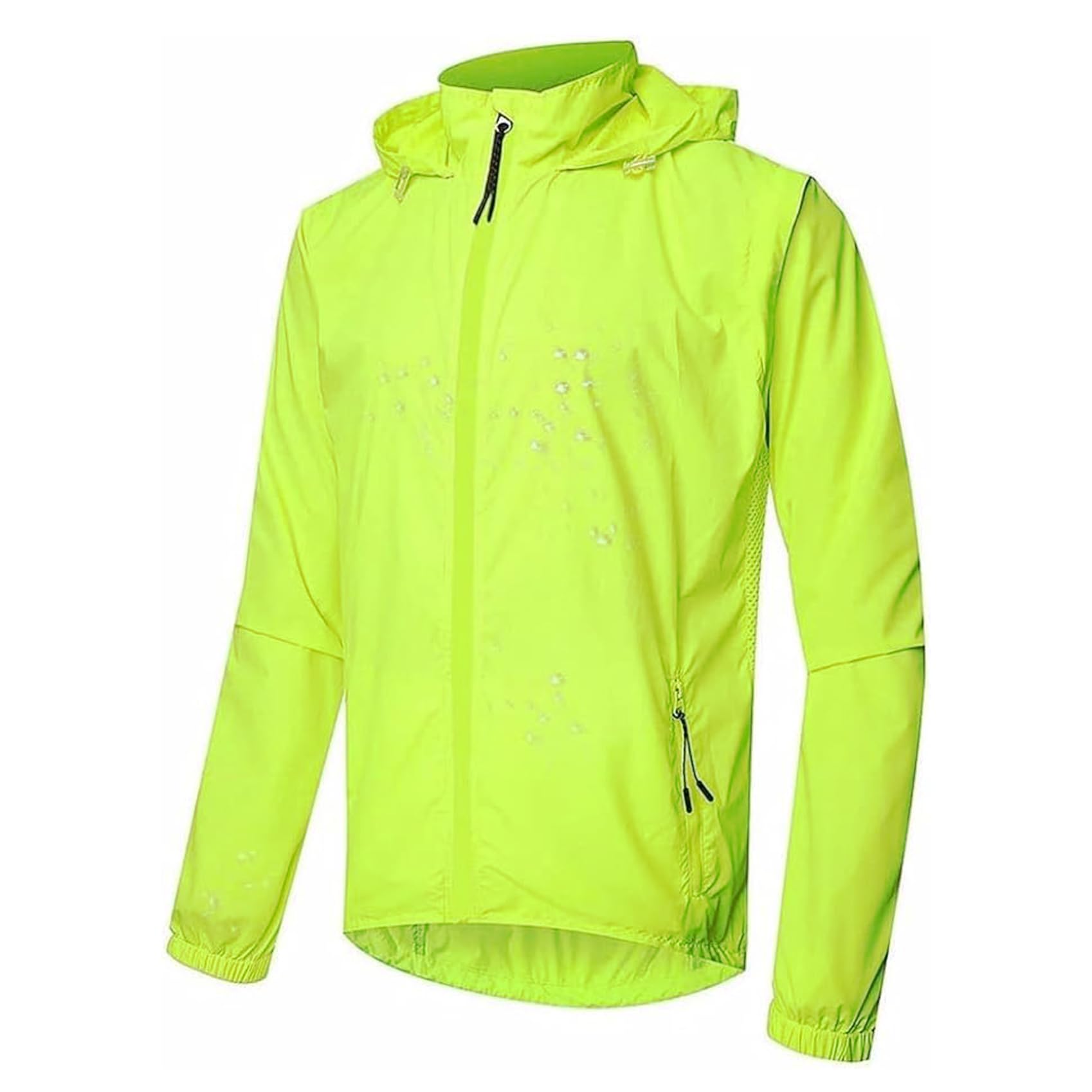 Vestes Cyclisme réfléchissantes pour Hommes, Veste Course d'été 2 en 1, Maillot vélo, Gilet avec Manches Amovibles, Fermeture éclair complète, Manteaux Pluie légers,Green-5XL