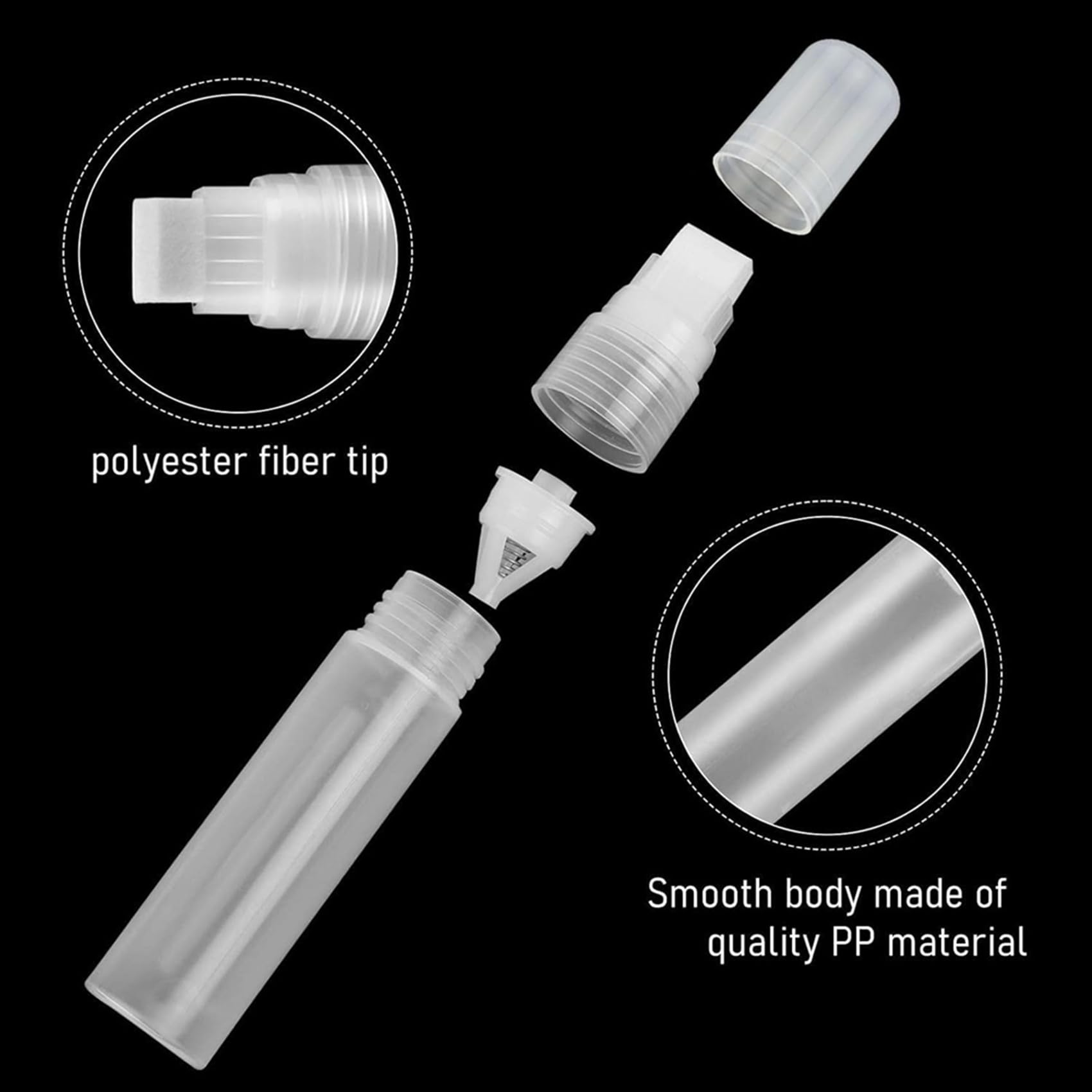 Lot de 30 Stylos à Peinture 15 mm Marqueur Permanent Vide en Acrylique Blanc Marqueur de Peinture Acrylique Transparent Marqueur Rechargeable