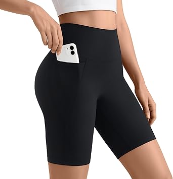 Womens ButterLuxe Biker Shorts 6Inches - High Waisted Elastic Workout Running Gym Volleyball Spandex Yoga with Pockets