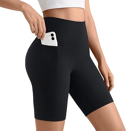 Womens ButterLuxe Biker Shorts 6Inches - High Waisted Elastic Workout Running Gym Volleyball Spandex Yoga with Pockets