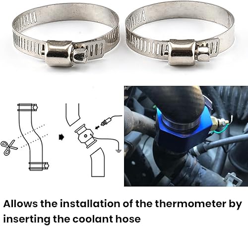 Miniatura 10 de Tubo de junta de temperatura del agua, adaptador de sensor de temperatura del agua de aleación de aluminio para automóvil, 1.102-1.575 in,
