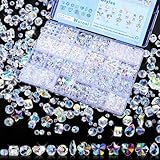 2836 Pcs Glass Beads for Jewelry Making – High Shine, Faceted Cut Design Crystal Beads, DIY Bracelet Necklace Earring Craft Kit with Organizer Box for Valentine's Day Birthday Gifts, AB Color