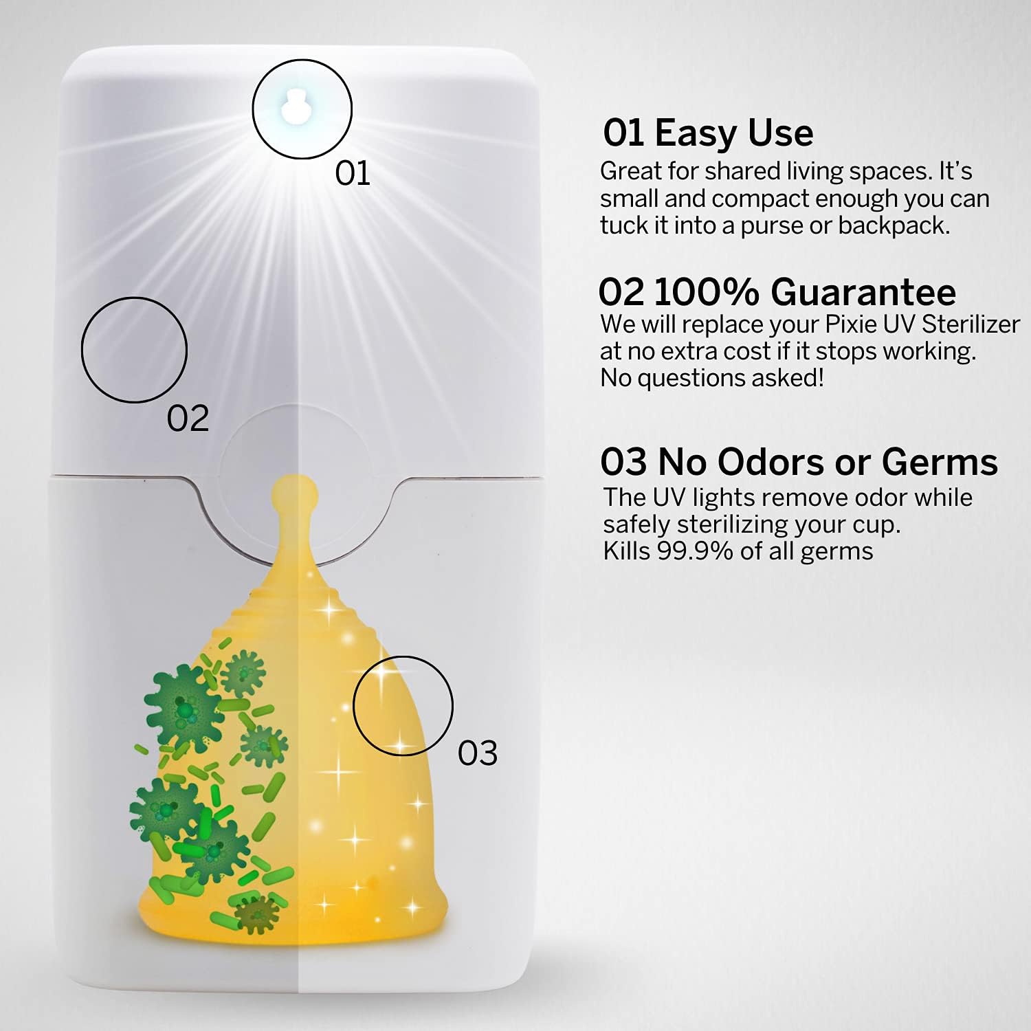 Pixie Menstrual Cup UV Sterilizer Kills 99.9 of Germs with UVC LED