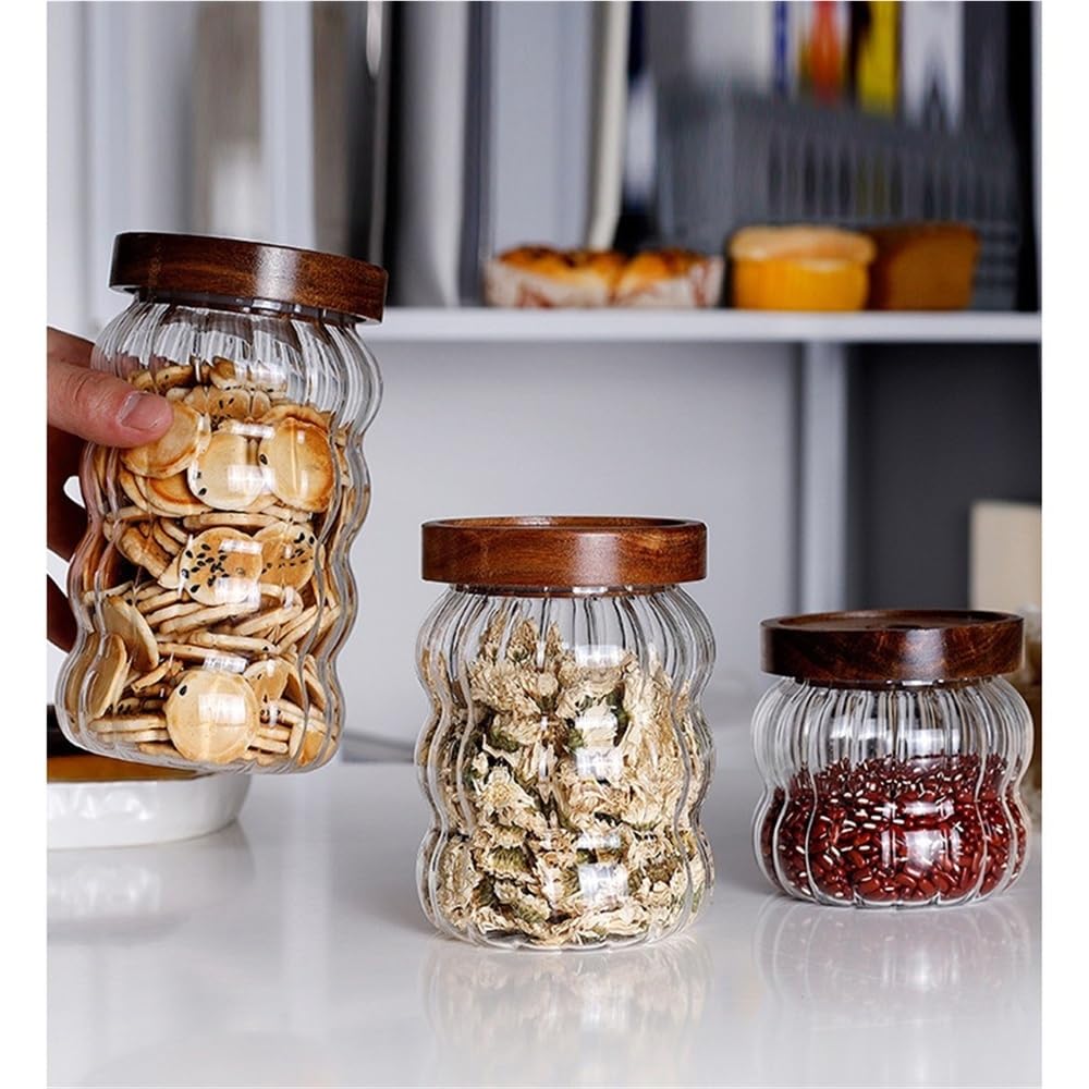Vorratsdosen für die Küche, kreative versiegelte Glasflaschen zur Aufbewahrung von Tee, Kaffee, Snacks, Kaffeebohnen, Küche, leere, luftdichte Behälter für Lebensmittel (350 ml)
