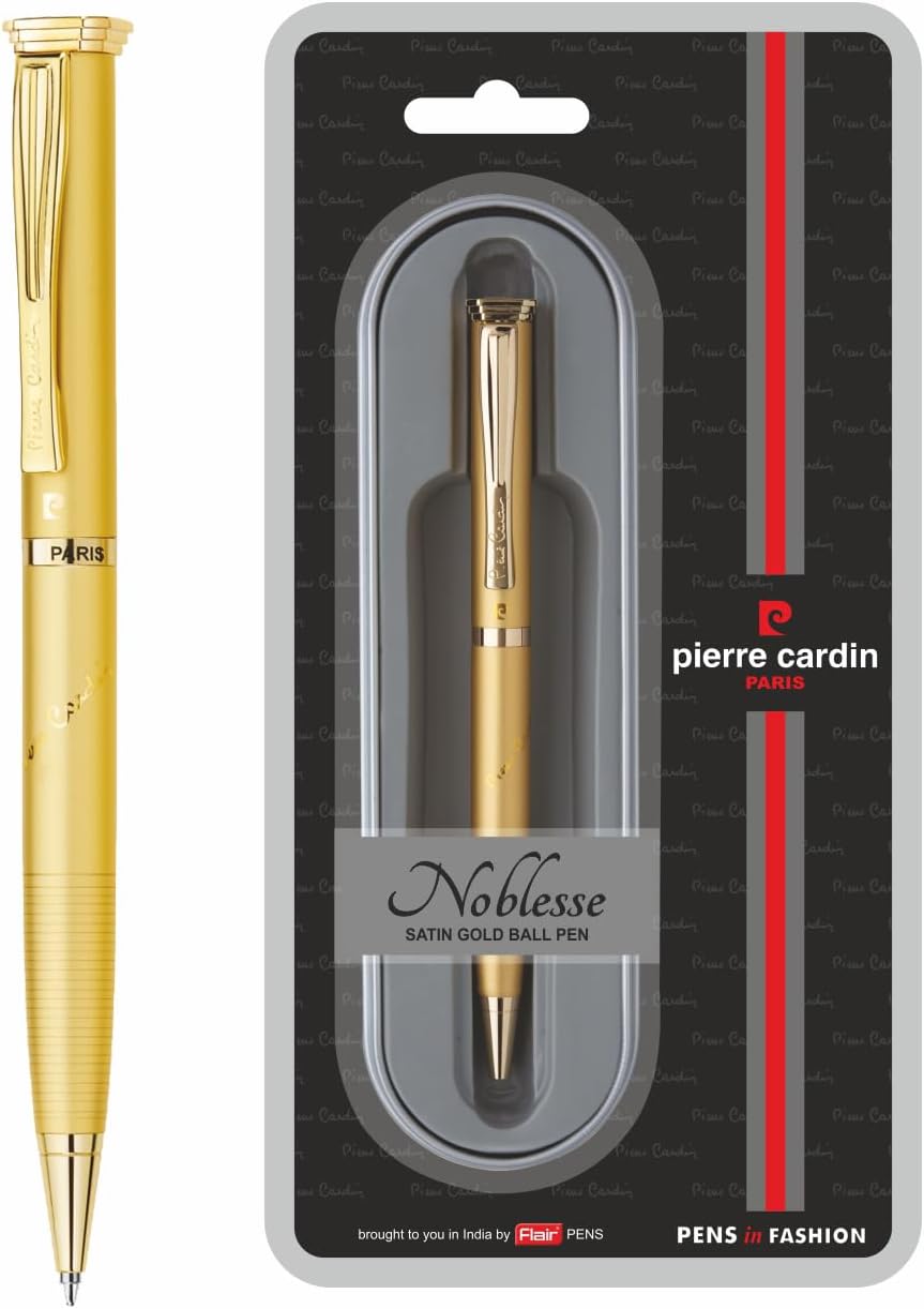 Pierre Cardin Noblesse Premium Ball Pen | Elegent Satin Gold Finish Body with Stylish Clip| Ideal for Festive & Corporate Gifting