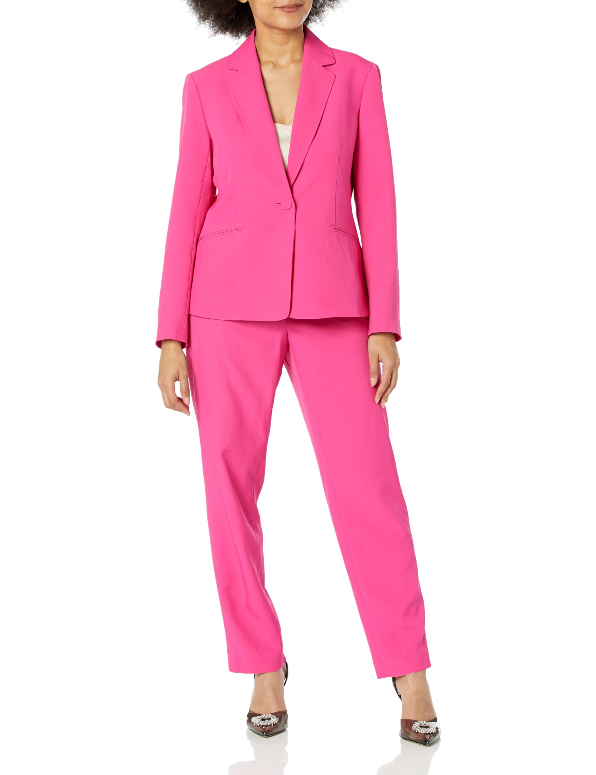 Le Suit Womens One Button Blazer Pant 2pc Set