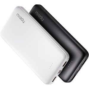 Miady 2-Pack 10000mAh Dual USB Portable Charger, Type-C Charging Power Bank, Slim Battery Pack for iPhone 17/16/15/14, Galaxy S24/22, Android etc