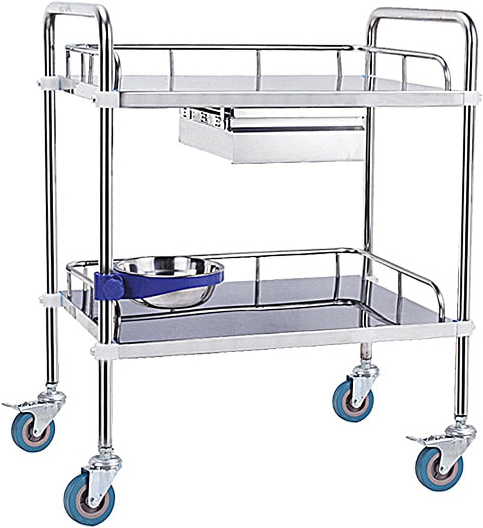 Wózek Do Przechowywania Dla Małych Przestrzeni Wózek Medyczny Wózek Ze Stali Nierdzewnej Wózek Laboratoryjny Z Cichymi Kołami 360° I Szufladą Do Laboratorium, Kliniki, Kuchni I Salonu Łatwy