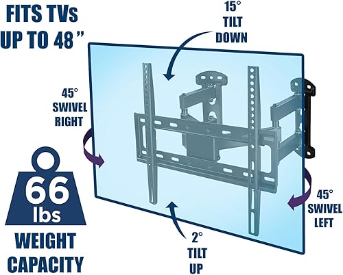 Miniatura 7 de Mount-It! Soporte de pared para TV esquinero  Soporte de pared giratorio de movimiento completo diseñado para instalaciones de esquina, patrón VESA