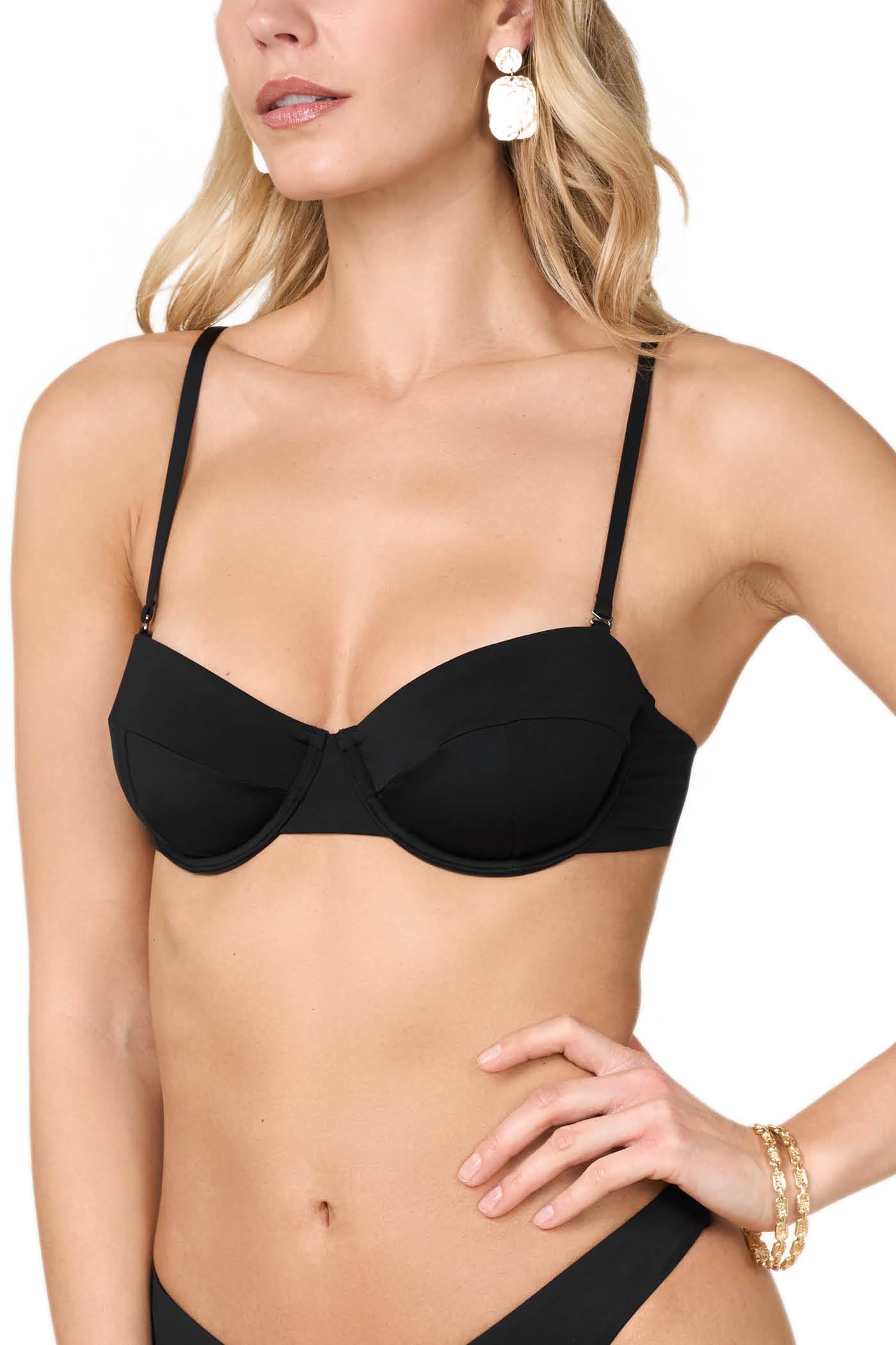 Goldenpoint Donna Costume da Bagno Tinta Unita - Parte Alta del Bikini - Balconette Push Up con Ferretto Costume Tinta Unita