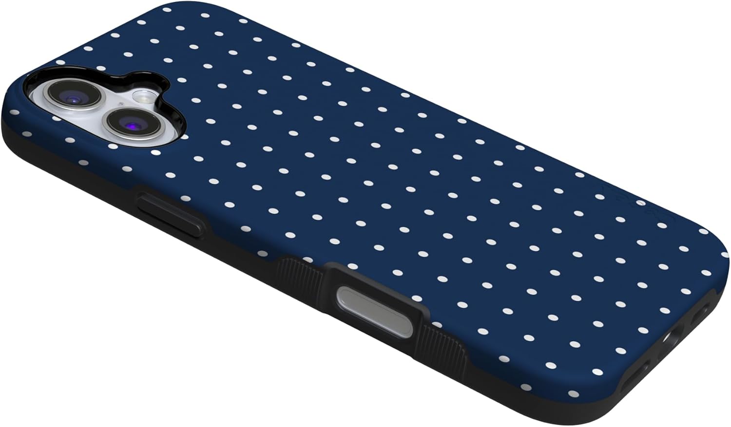 Casely iPhone 16 Case | On the Dot | Navy Polka Dot | Bold Protective Design | Compatible with MagSafe