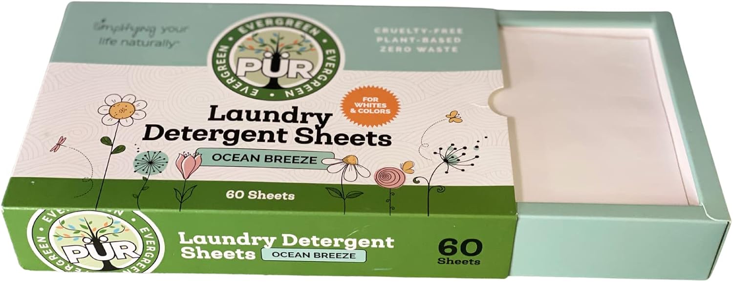 Laundry Detergent Sheets - Made in Sweden - Plant Based - Vegan - Up to 120 Loads - Zero Waste - Compostable - No Plastic (Ocean Breeze)