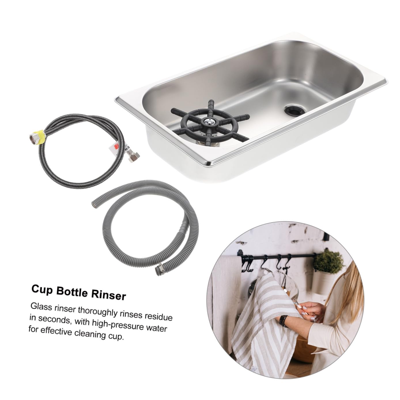 Angoily Scolaborraccia Lavabicchieri Automatico in Acciaio Inox e Silicone, Risciacquo ad Alta Pressione per Bar e Lavello Cucina, Pulizia