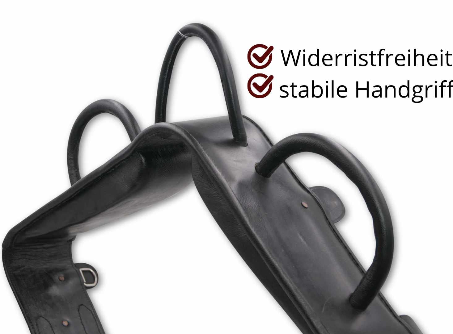 AMKA Voltigiergurt Cheval Warmblut mit runden Griffen und 2 Beinschlaufen, schwarz 057/88