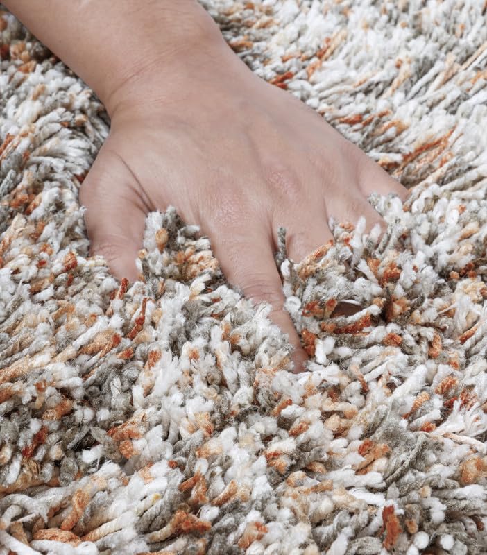 Image of FIASCO Tie Dye Shaggy Carpet Bedside Runner | 2 Inch Pile Height Back in Canvas for Bedroom, Kids Room, Guest Room Microfiber Soft Plush Fluffy Shaggy Carpet | 1.5x4 Feet Orange Ivory Mix