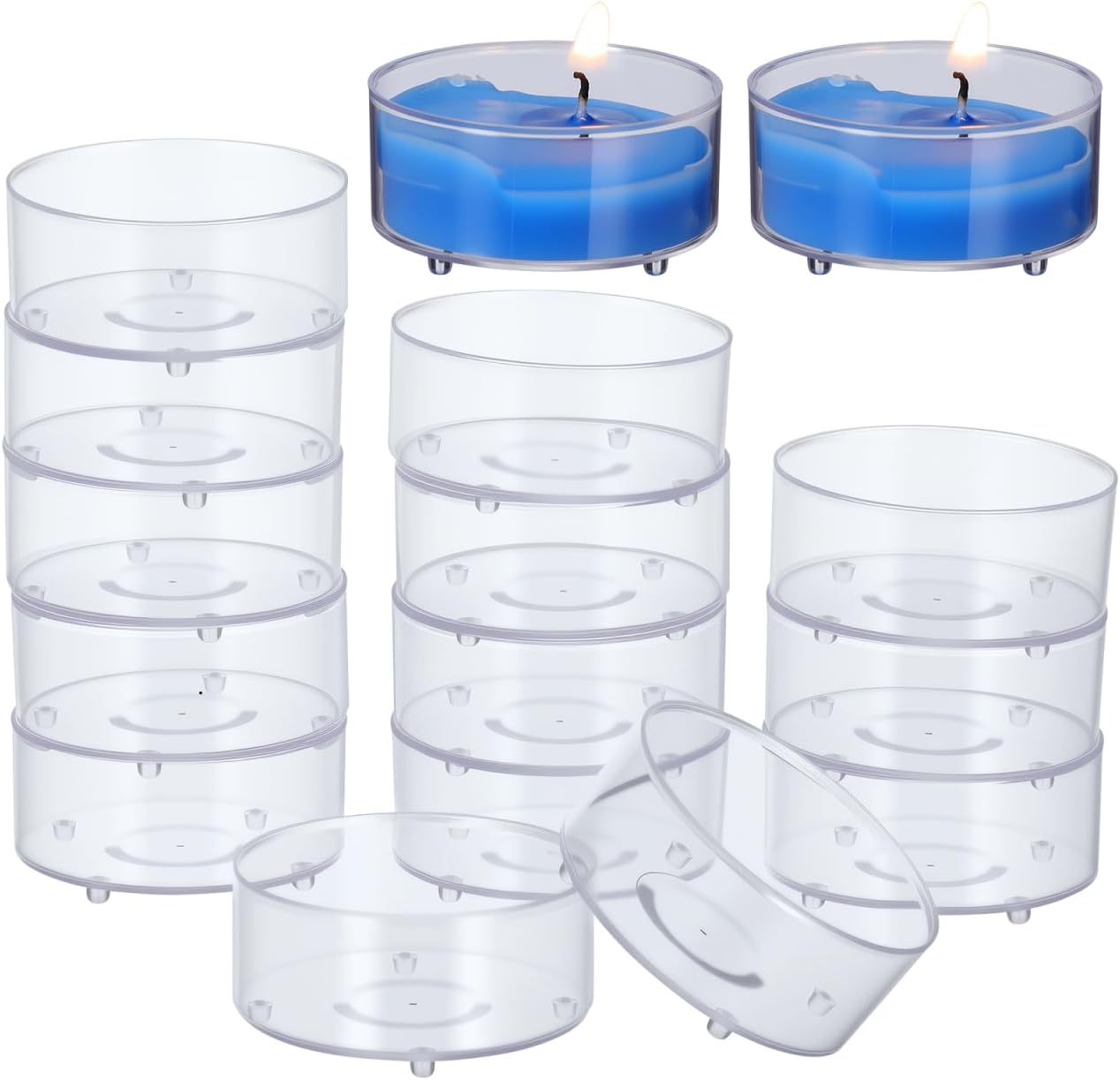 BESPORTBLE 100 Pack Clear Plastic Candle Holder Tea Light Cups Heat Resistant Candle Cup Holder for Temple Church Home Use Steady Base for Tea Light Candles
