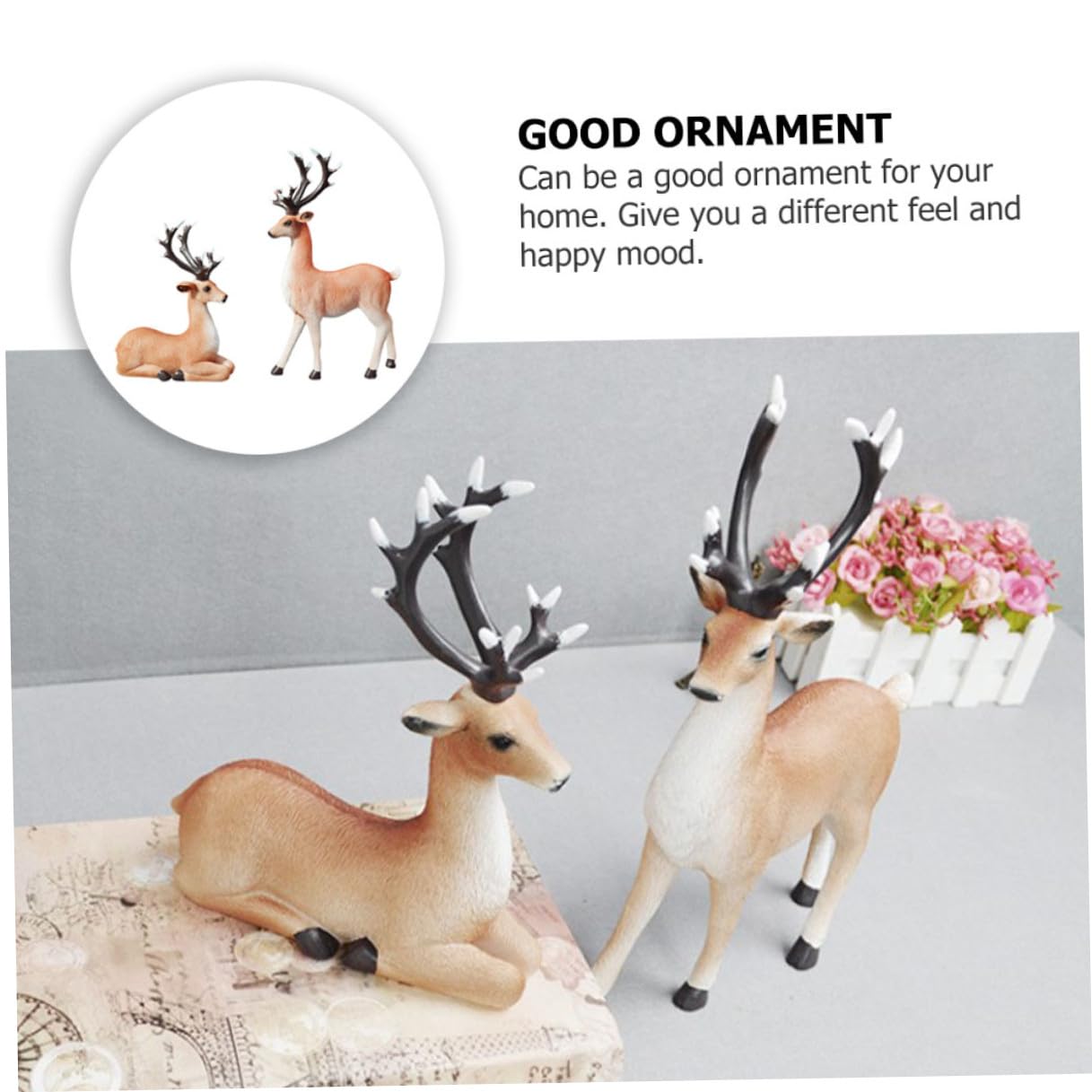 Elchfiguren aus Kunstharz Tischdeko Elch Tier-Ornament Dekoration für Zuhause und Büro Geschenkidee für Naturliebhaber