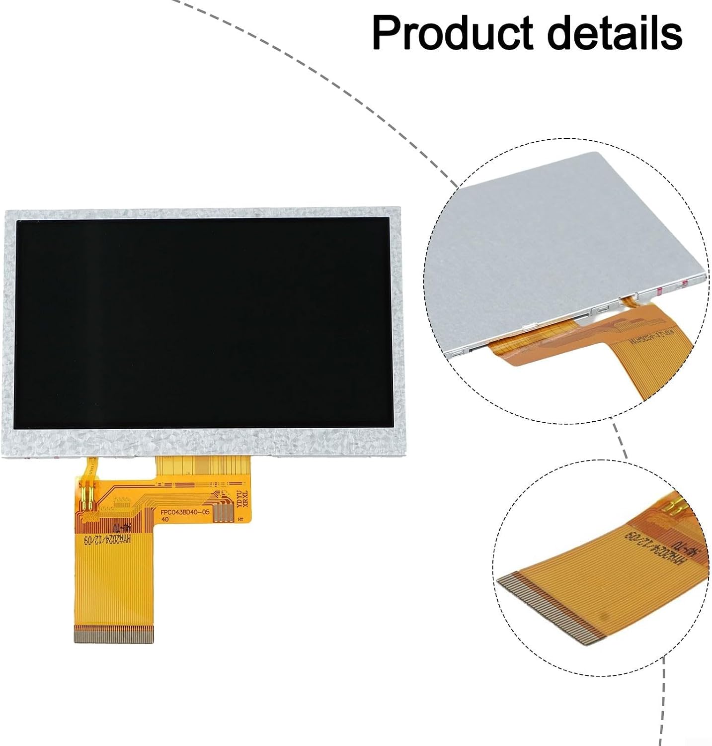 Close-up of the 40-pin ribbon cable connection on the LCD screen