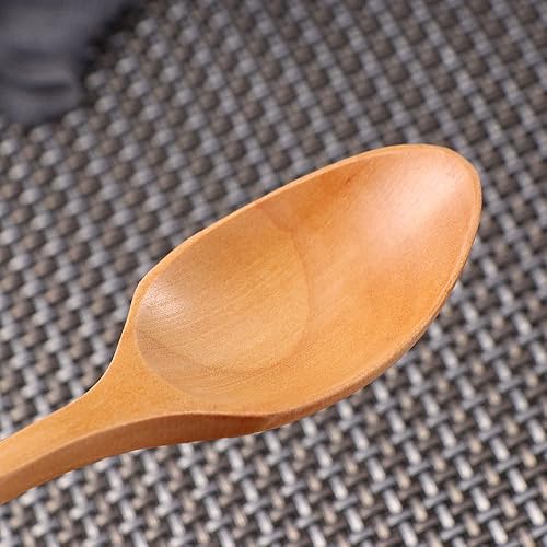 Miniatura 4 de 6 cucharas de madera para sopa para comer, mezclar, revolver, cocinar, juego de cucharas de madera de elipse, té de miel, soda, postre cucharadita