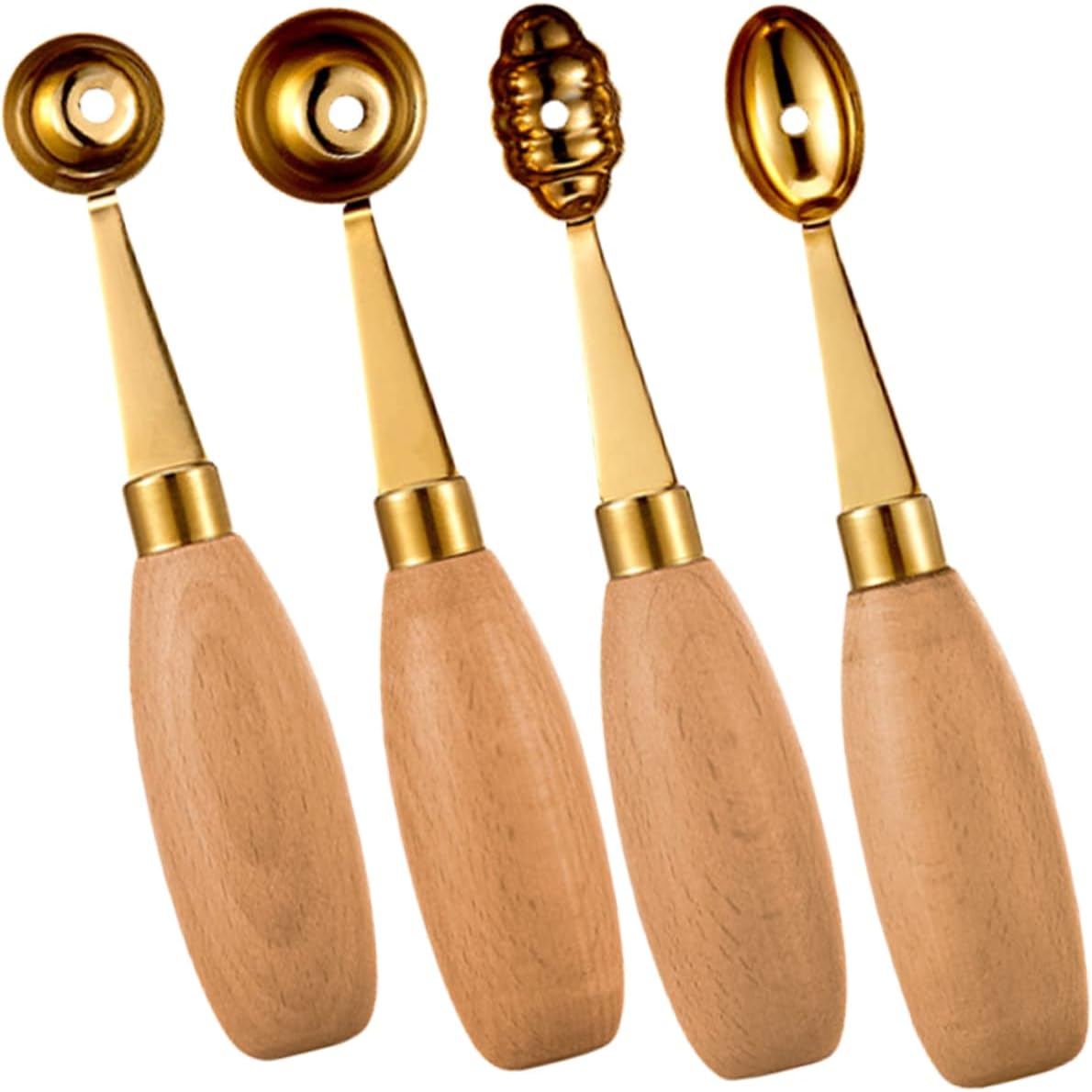 4Pcs Melon Baller Scoop for Kitchen Ergonomic Fruit Ball Spoon Collection with Small and Peak Shapes Reusable Watermelon and Dessert Scoop Tools