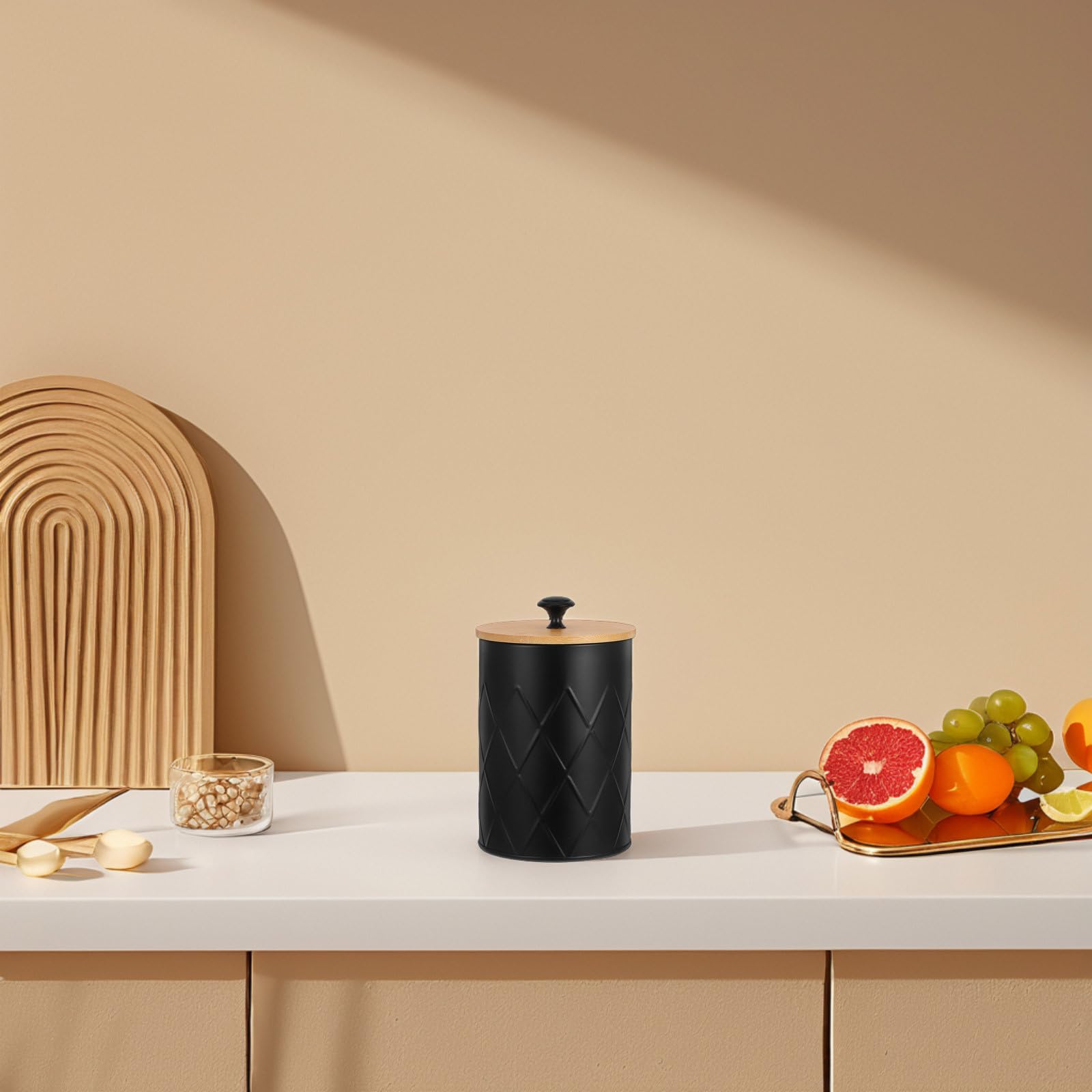 Bote de Almacenamiento de Cocina Metálico Hermético Negro 1, 2 L