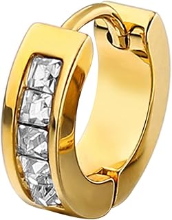 Peora Cubic Zirconia Studded Hoop Huggie Bali Earrings Fancy Stylish Jewellery for Men & Boys (1 Pc.) Price In India