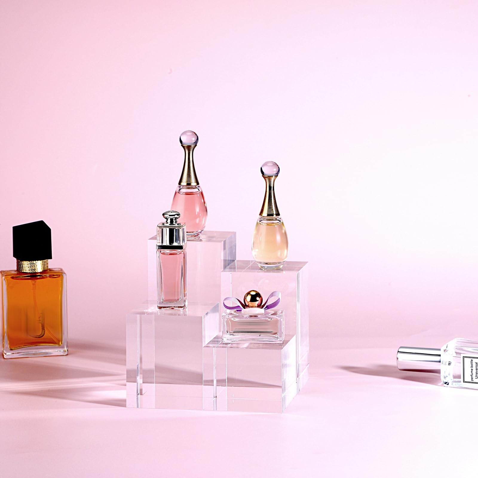 Set di 4 espositori rettangolari in acrilico trasparente - Accessori per fotografia - Decorazione d'interni - Base per orologi cosmetici - Figurine - Modello 5 x 5 x 5 / 6 / 8 / 10