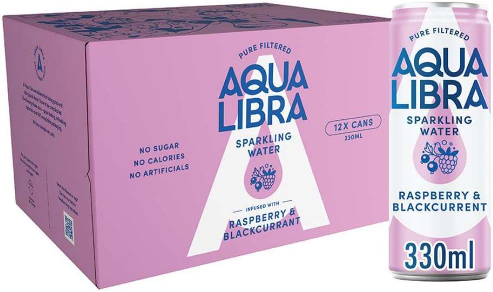 Sparkling Water Raspberry & Blackcurrant 330ml (Pack of 12 Cans)