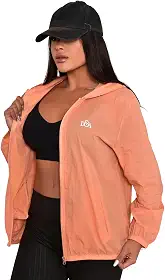 Jaqueta Corta Vento Feminina com Capuz e Bolso, Estilo Casual, para Uso Diário
